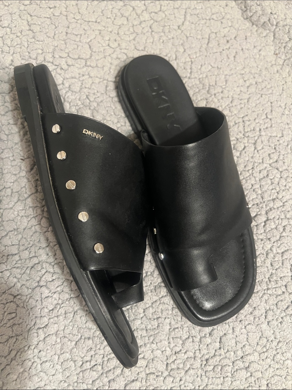 DKNY Black Slip-On Flat Sandals - Picture 3 of 6